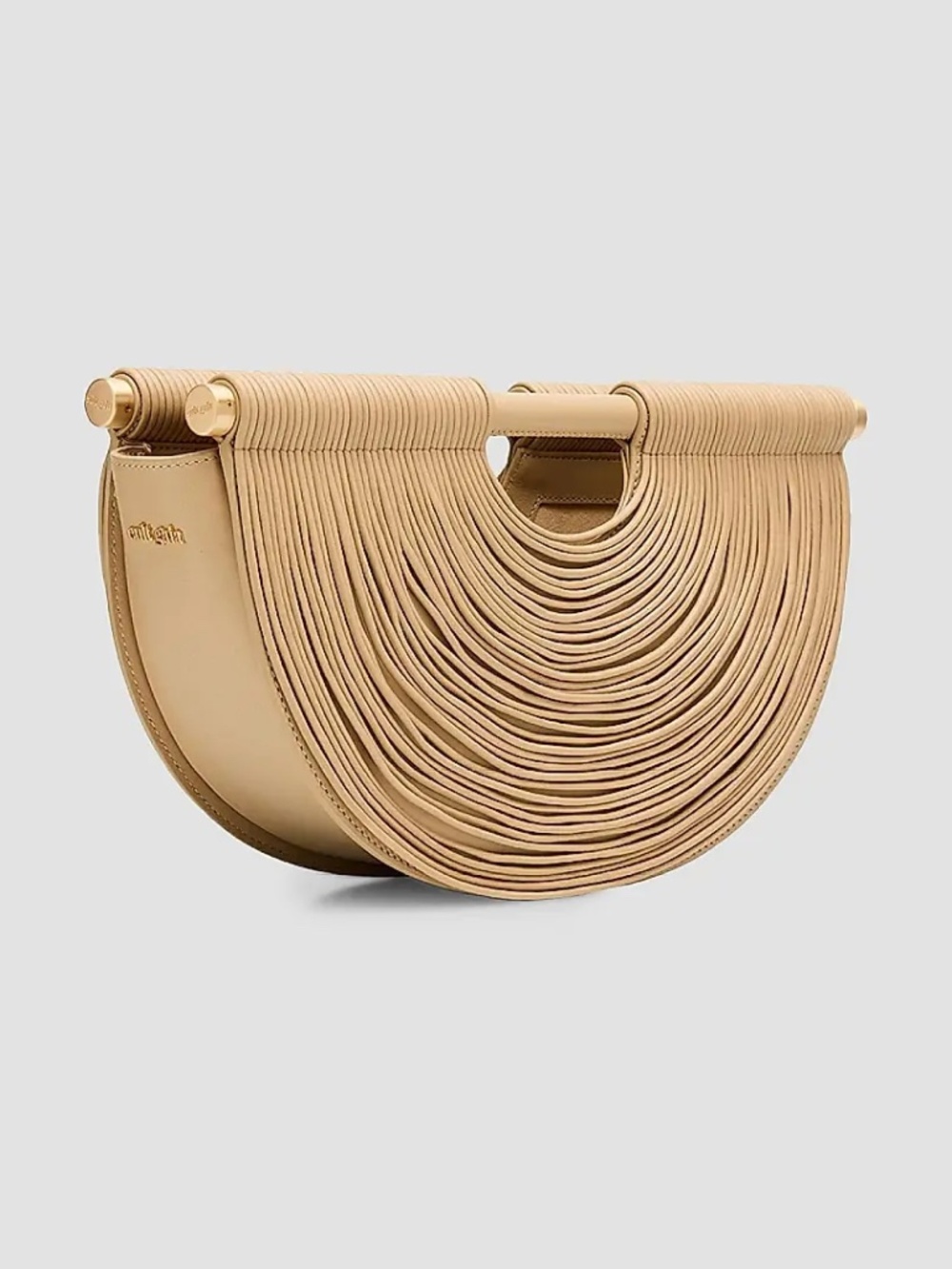 NWT Cult Gaia Lou Draped Leather Clutch - Beige